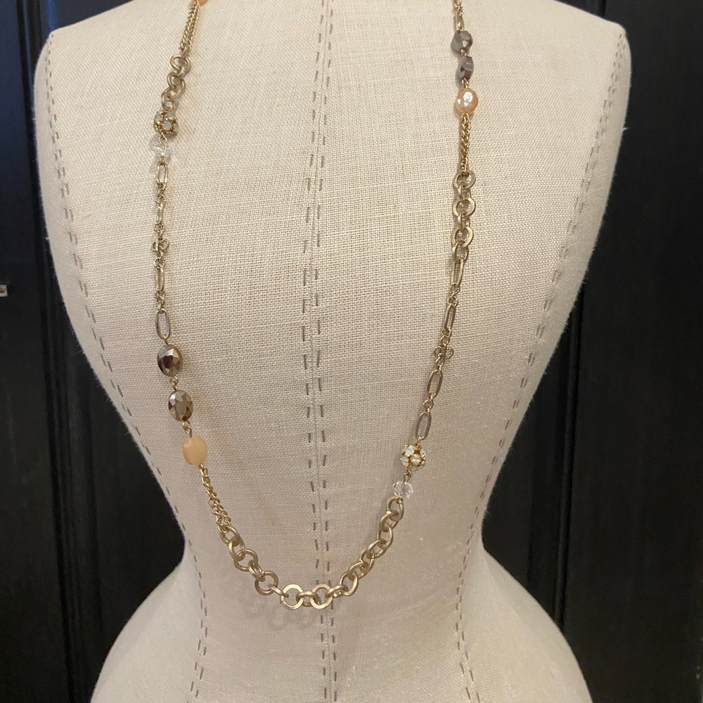 Gold brushed long necklace